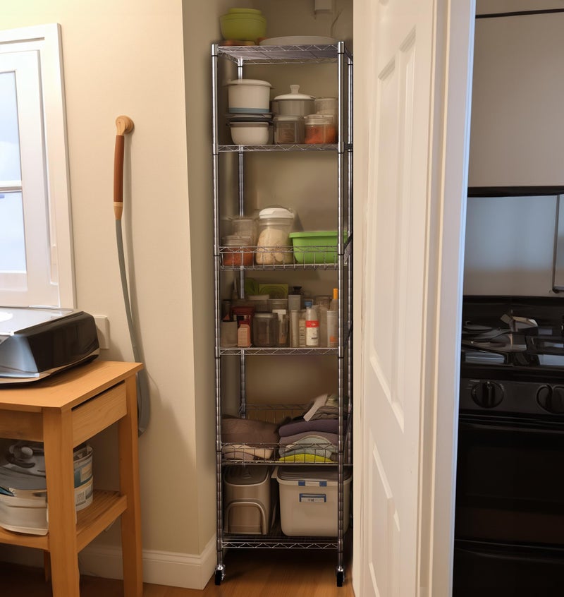 Finnhomy Heavy Duty 6 Tier Wire Shelving Unit with Wheels 18x18x72-inches 6 Shelves Storage Rack Thicken Steel Tube, Adjustable Shelving Rack for Kitchen Bathroom Office, NSF Certified, Chrome - Image 5